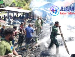 Reaksi Cepat Kodim 1714/Puncak Jaya Bantu Pemadaman Kebakaran di Kota Mulia