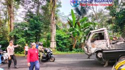 Diduga Berawal dari Kerusakan Mesin,Mobil Terbakar di Jalan Magelang-Kopeng