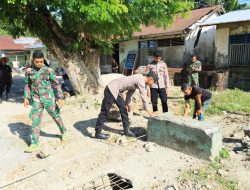 Di Hari Pertama Pekerjaan Fisik TMMD ke-129 Kodim 1505/Tidore, TNI Bersama Masyarakat Kompak Bangun Desa