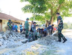 Satgas TMMD ke-129 Kodim 1505/Tidore dan Warga Gelorakan Semangat Kebersamaan di Lokasi Pembangunan Drainase